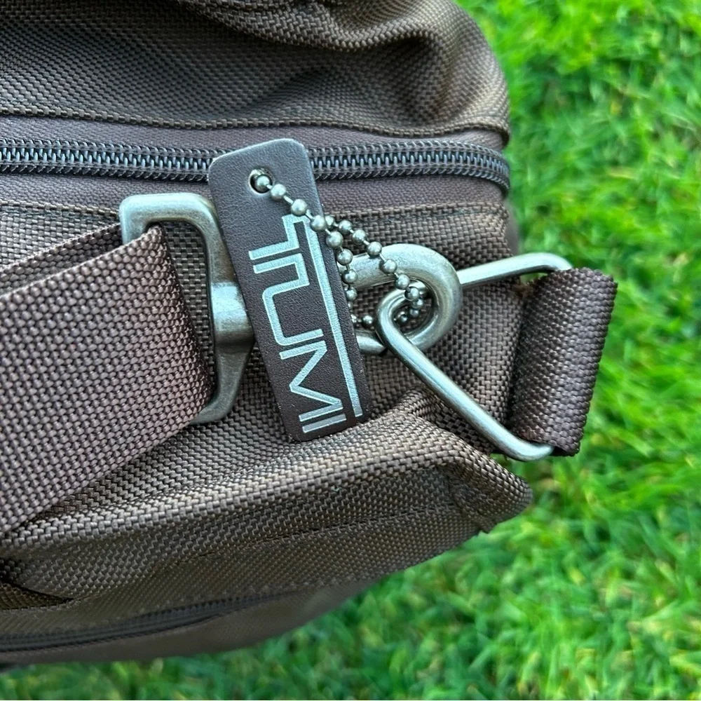 TUMI Canvas and Leather Duffle Travel Gym Bag in Chocolate Brown  Made in USA